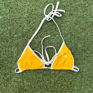 Solid & Striped Triangle Tie Yellow Bikini Top